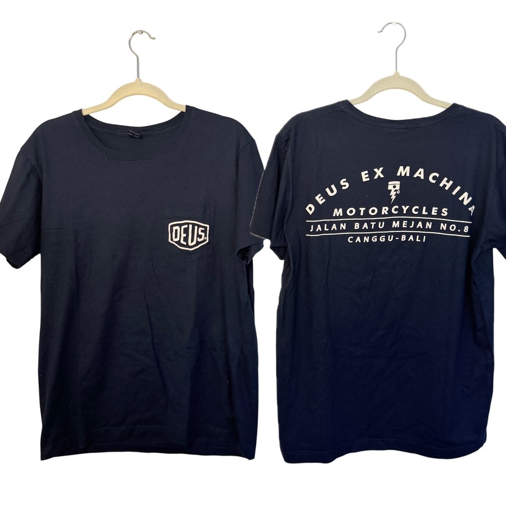 DEUS Ex Machina Navy Blue Men's T Shirt Short Sleeve MotorCycle Classic SZ M